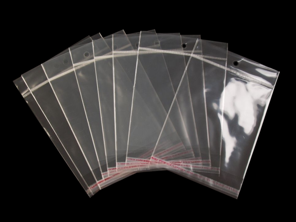 PP vrecko s lepiacou lištou a závesom 13x14 cm - 20ks
