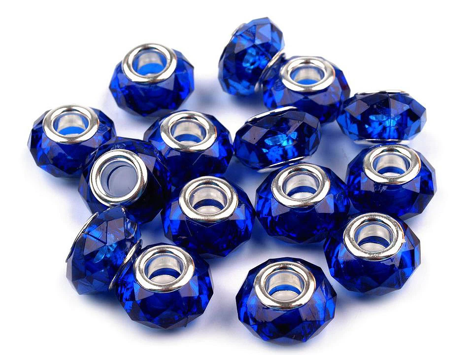 Plastové brúsené koráliky s veľkým prievlakom / plavkové 14,5x9 mm - 5ks
