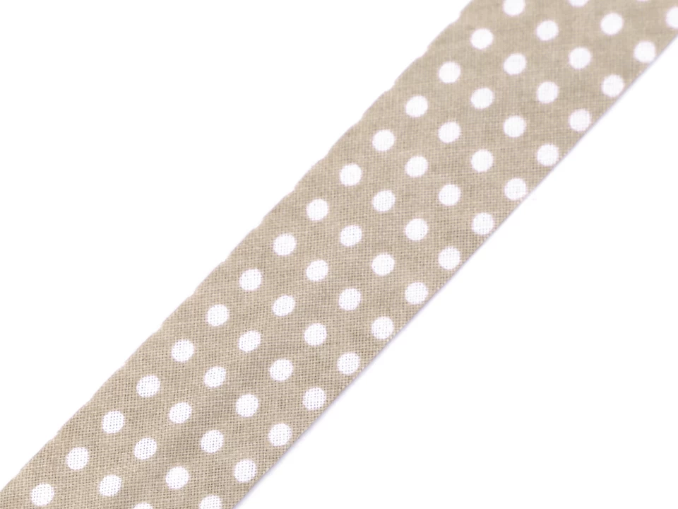 Šikmý prúžok bavlnený bodky š: 20 mm zažehlený -1m
