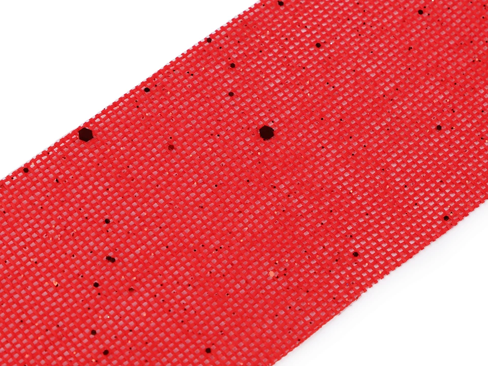 Vianočná stuha metráž imitácia juty s glitrami šírka 60 mm - 2 m