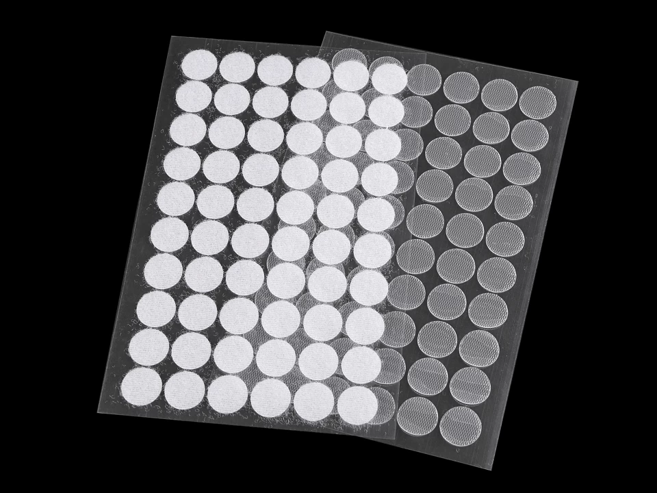 Suchý zips samolepiaci kolieska Ø15 mm transparentné -1kar.