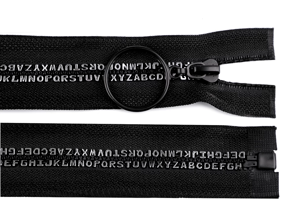 Kostený zips šírka 5 mm dĺžka 80 cm písmenká -1ks
