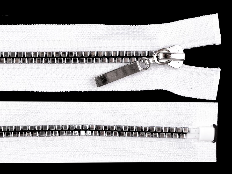 Kostený zips šírka 5 mm dĺžka 40 cm štvorcové zuby -1ks