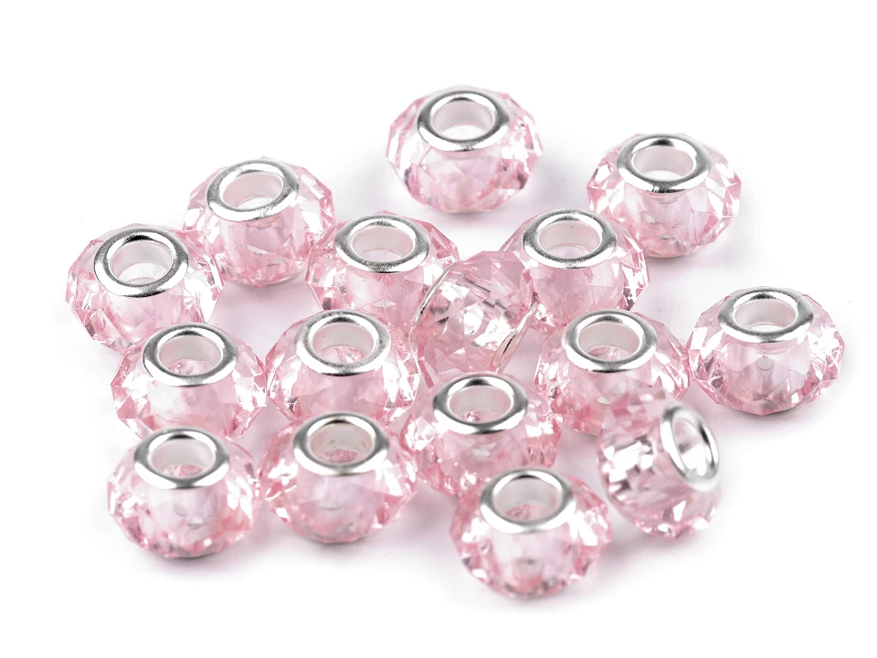 Plastové brúsené koráliky s veľkým prievlakom / plavkové 14,5x9 mm - 5ks