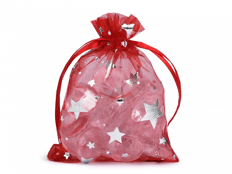 Darčekové vrecúško 7x8,5 cm organza hviezda - 5 ks