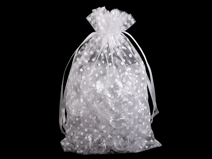 Darčekové vrecúško 13x18 cm organza s bodkami - 2ks
