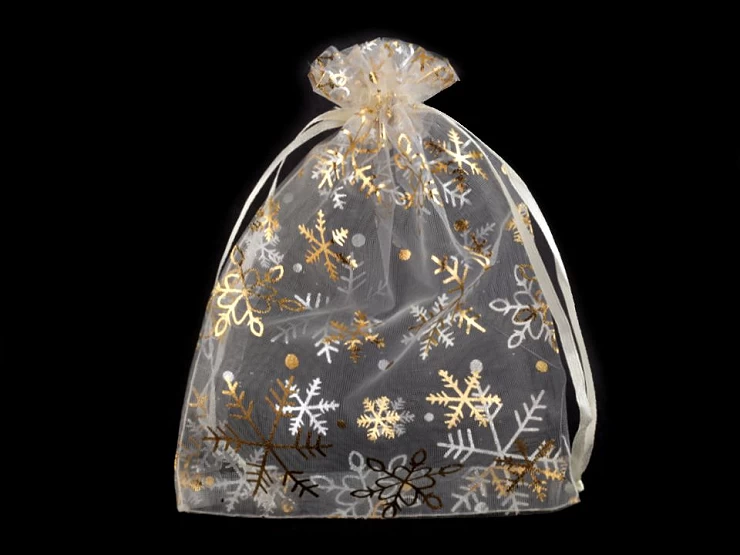 Darčekové vrecúško 13x18 cm organza s vločkami - 1 ks
