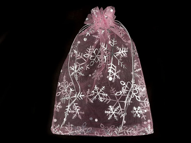 Darčekové vrecúško 13x18 cm organza s vločkami - 1 ks