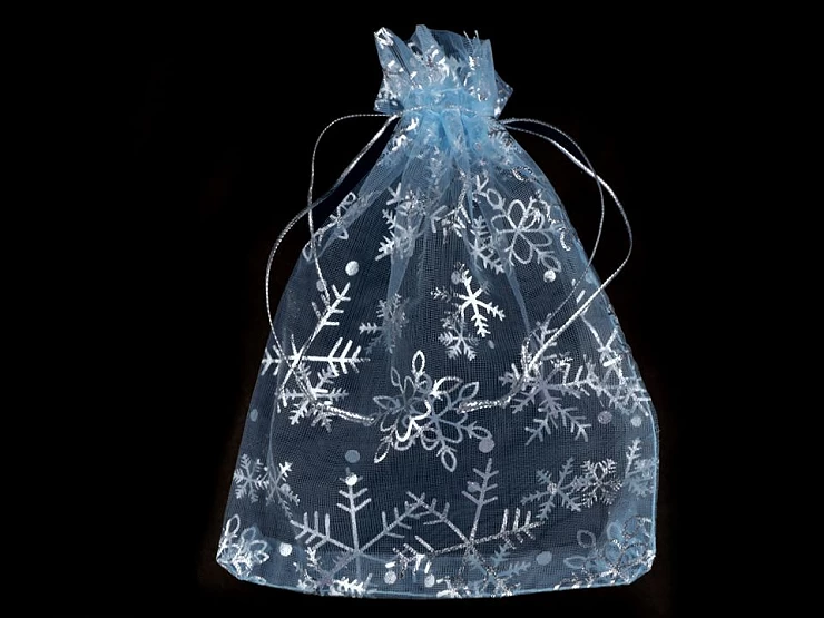 Darčekové vrecúško 13x18 cm organza s vločkami - 1 ks