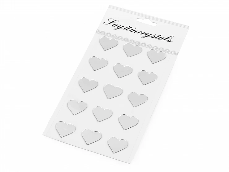 Samolepiace zrkadlá srdce - 1 karta