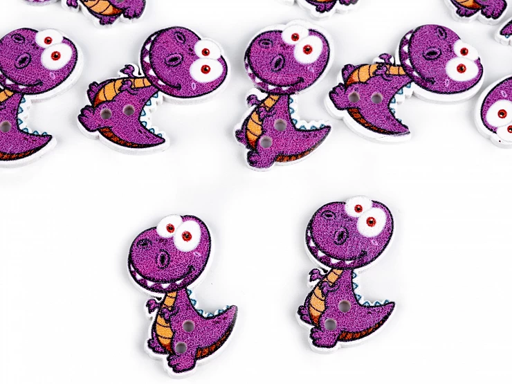 Drevený dekoračný gombík dinosaurus - 10ks
