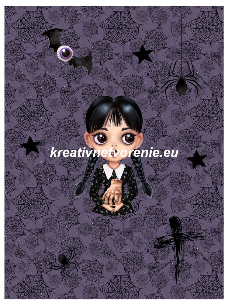 PANEL - WEDNESDAY A RUKA NA FIALOVOM ÚPLETE - 37x50cm