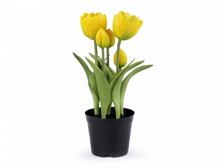 Umelé tulipány v kvetináči - 1 ks