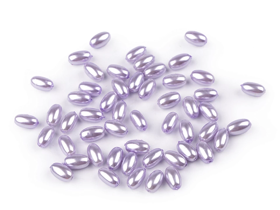 Plastové voskové koráliky / perly Glance oliva 6x10 mm - 10g