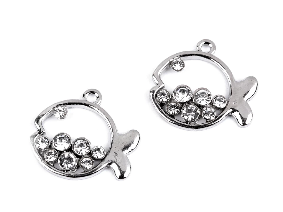 Prívesok ryba s brúsenými kamienkami 18x19 mm-2ks