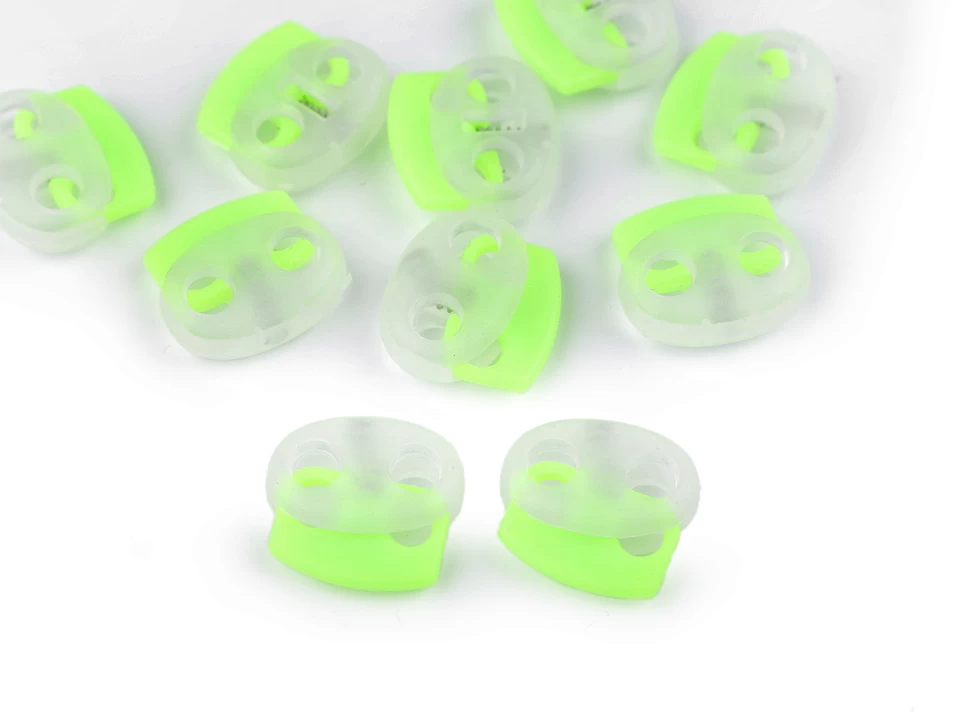 Brzdičky s dvoma dierkami 17x19 mm – variant 2 Green Yelow – 10 ks