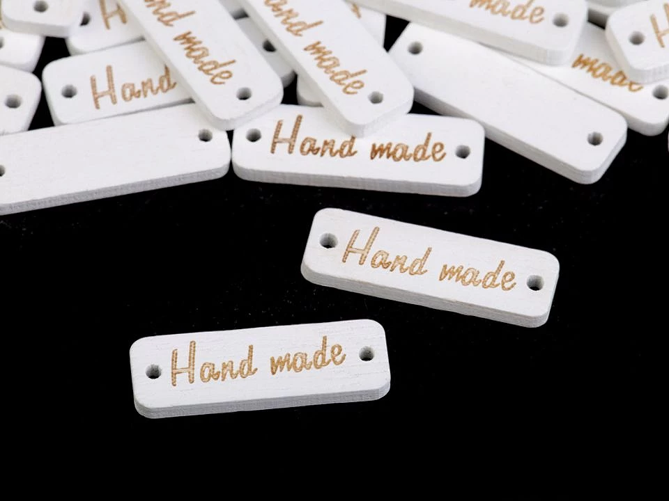 Drevená ceduľka / ozdoba Handmade 10x30 mm -10ks