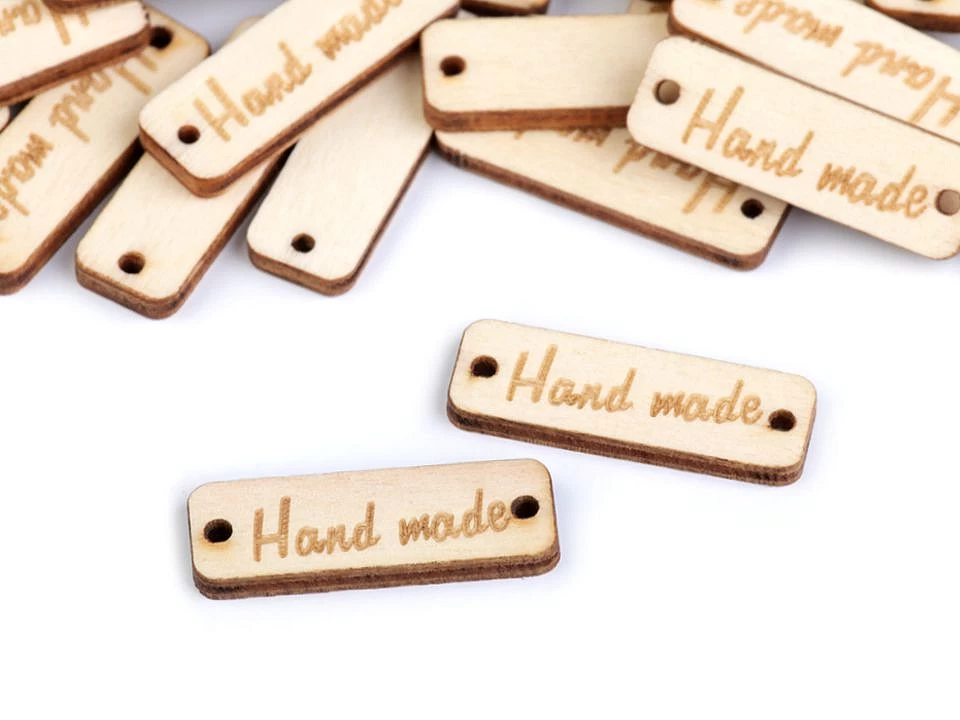Drevená ceduľka / ozdoba Handmade 10x30 mm -10ks