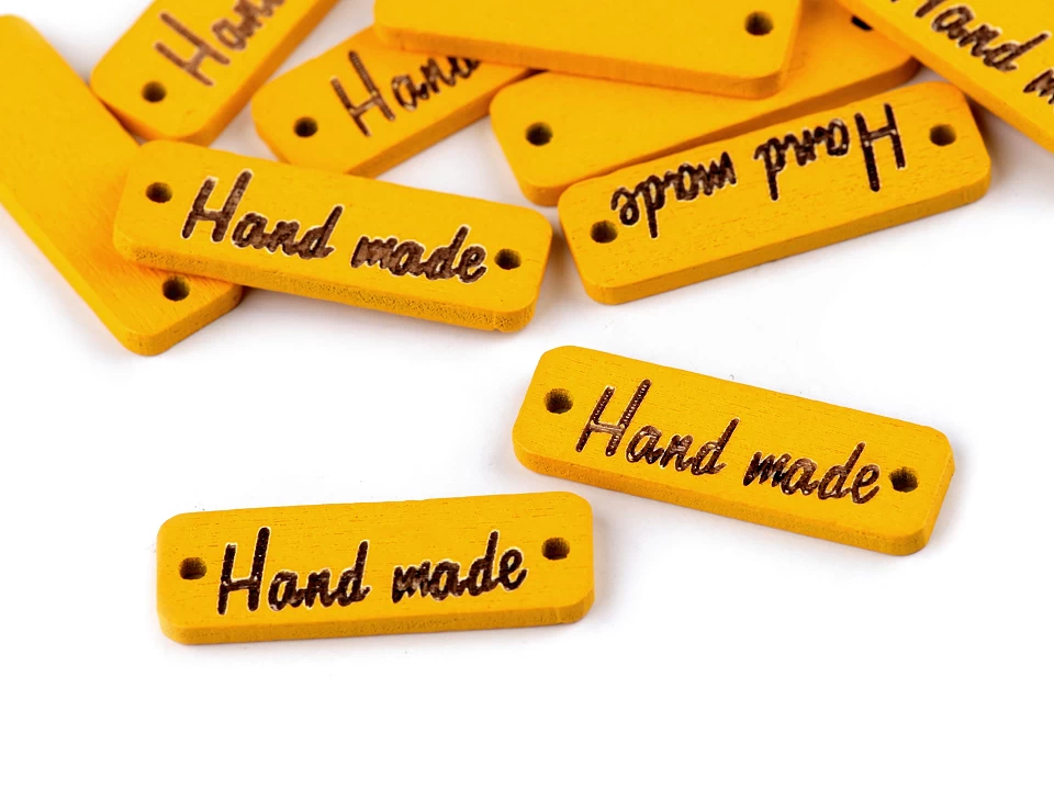 Drevená ceduľka / ozdoba Handmade 10x30 mm -10ks