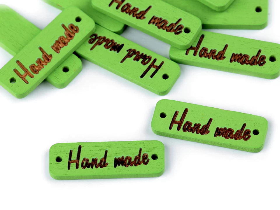Drevená ceduľka / ozdoba Handmade 10x30 mm -10ks
