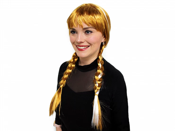 Karnevalová parochňa s pletenými vrkočmi - 1ks