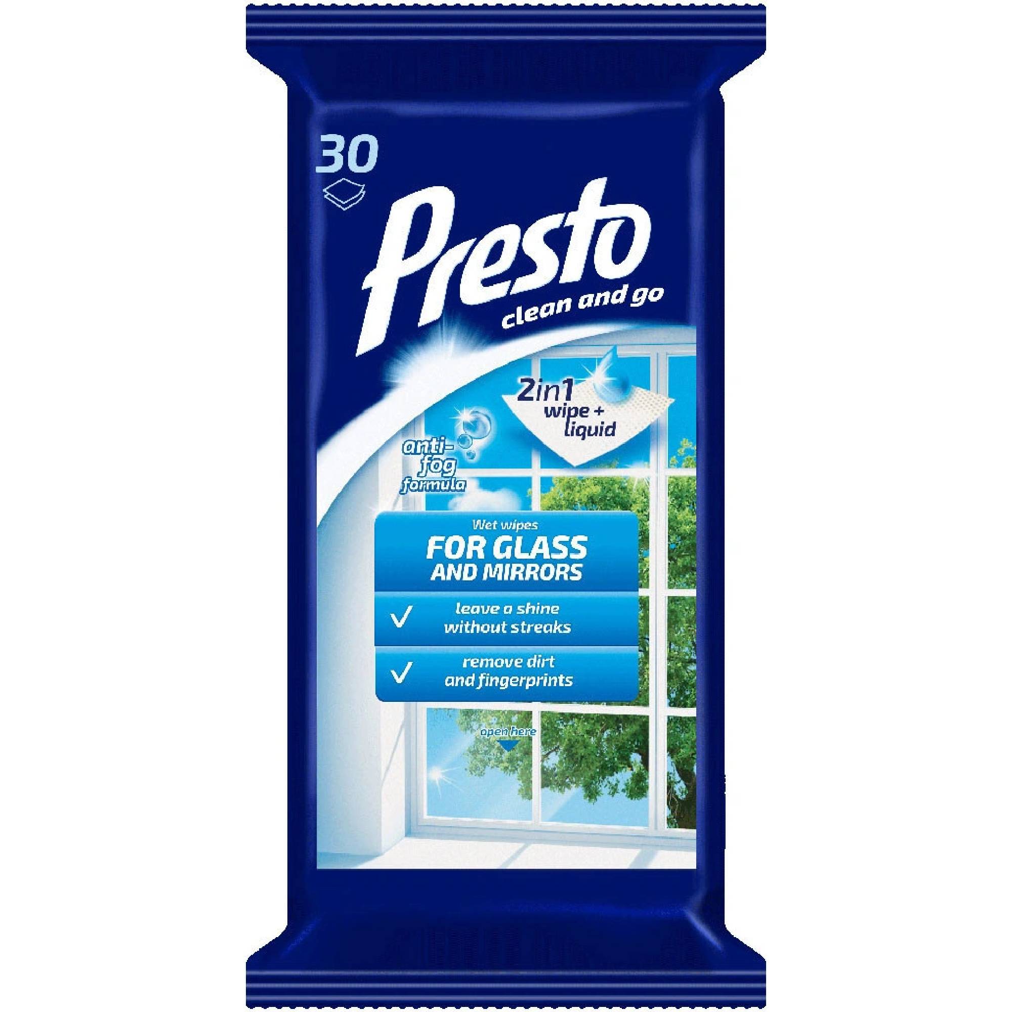 PRESTO vlhčené utierky na Sklenené povrchy 30 ks