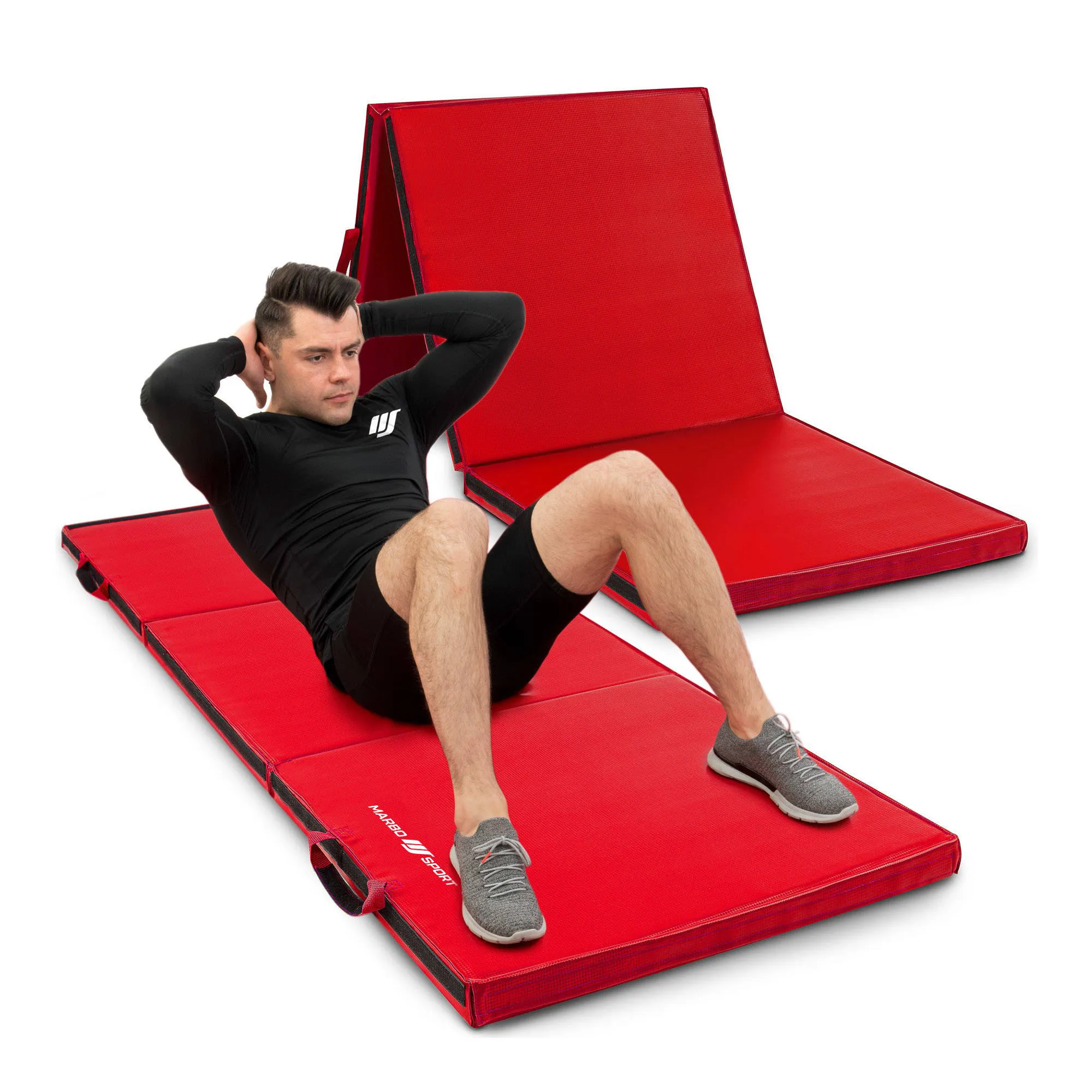 Gymnastická žinenka skladacia tvrdá so suchým zipsom 180x60x5 cm Marbo Sport