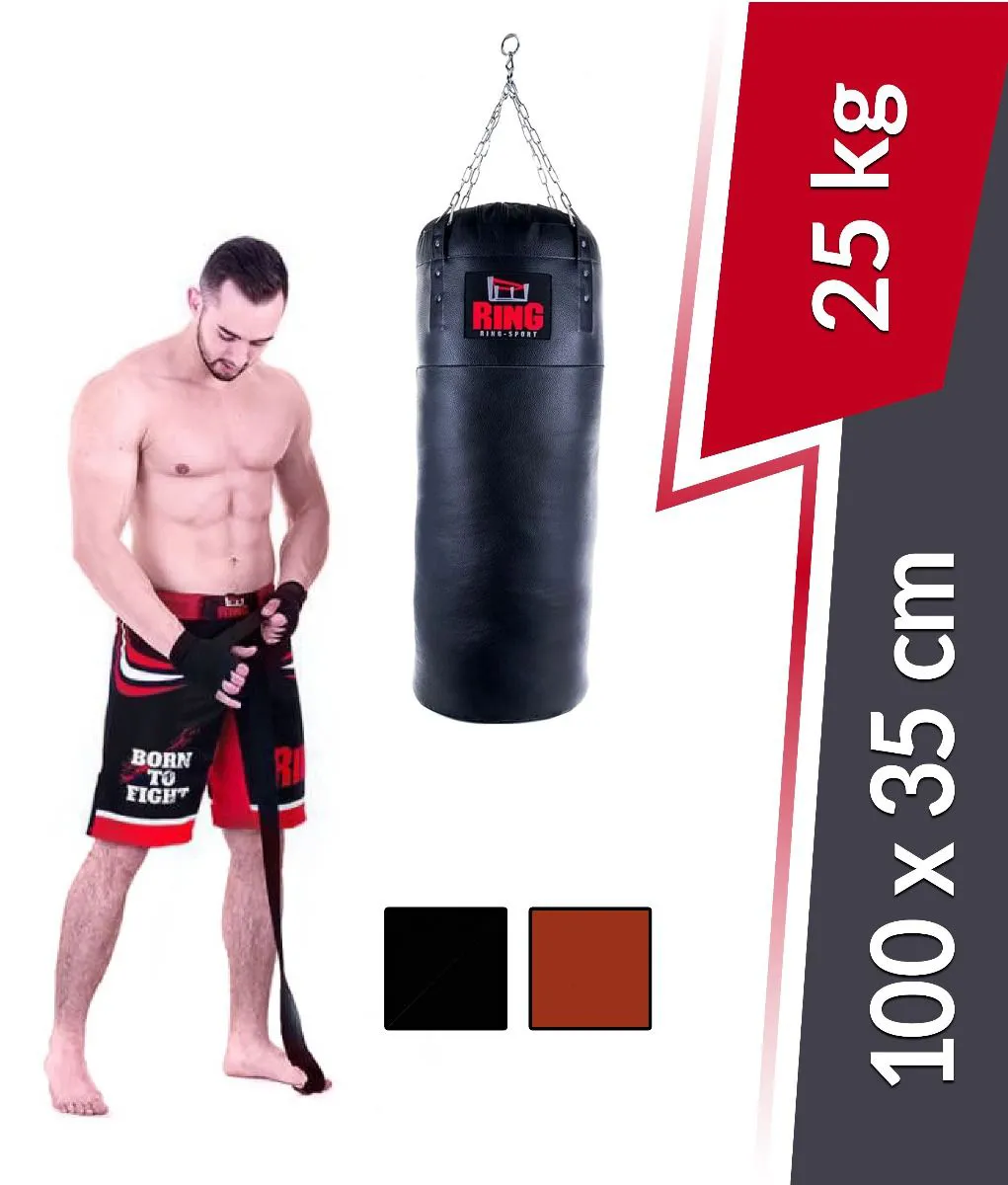 Boxerské vrece Premium z pravej kože 100x35 cm 25 Kg Ring Sport