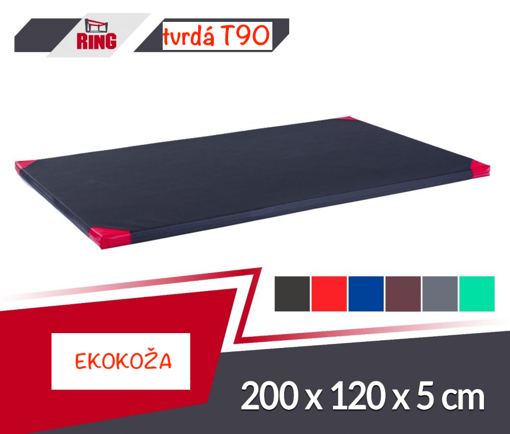 Gymnastická žinenka stredne tvrdá (T90) 200x120x5 EKOKOŽA RM-50 Ring Sport