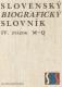 Slovenský biografický slovník  IV zväzok  M-Q