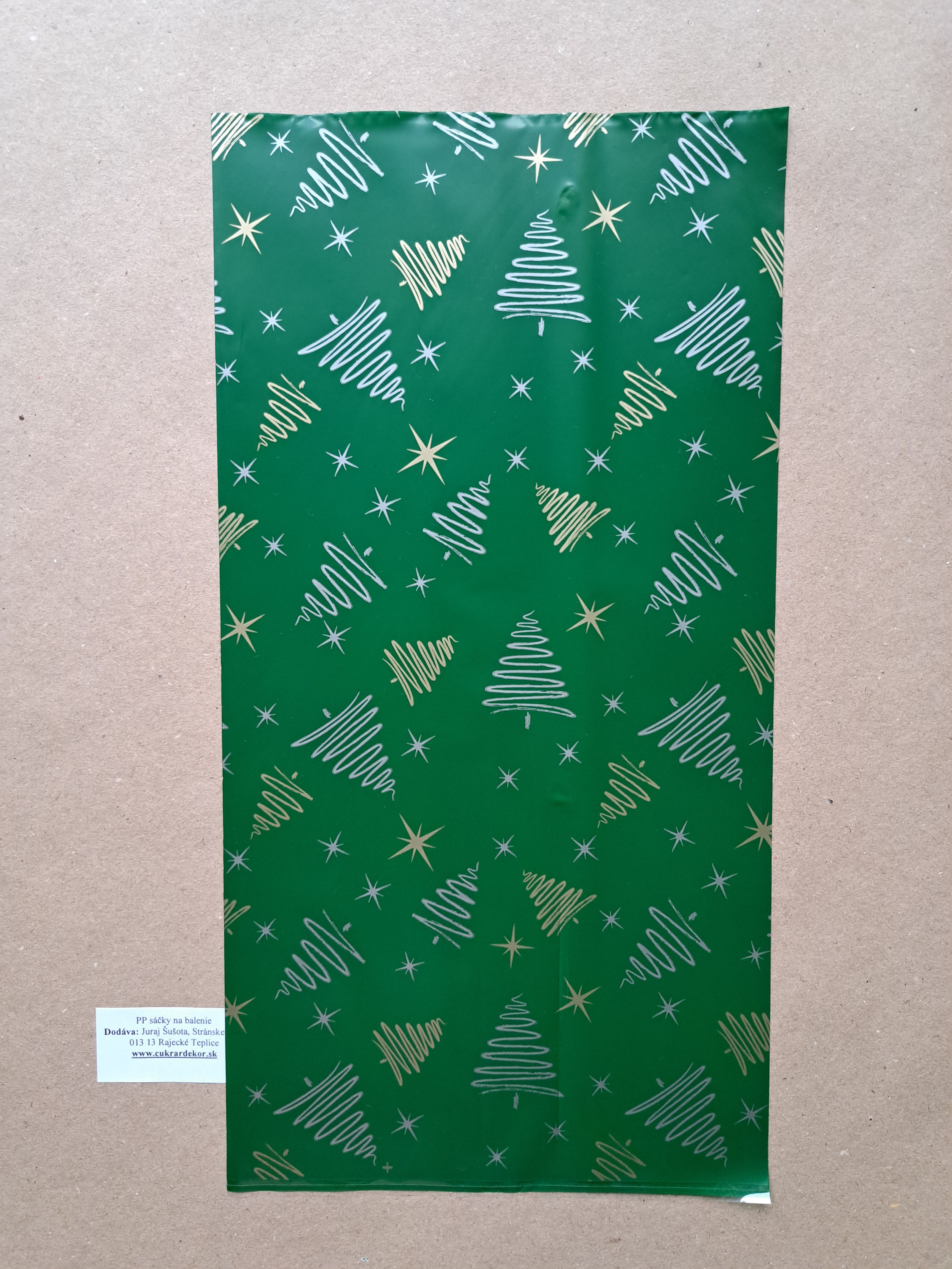 Sáčky na balenie 18x35cm zelené so stromčekmi 100 ks 