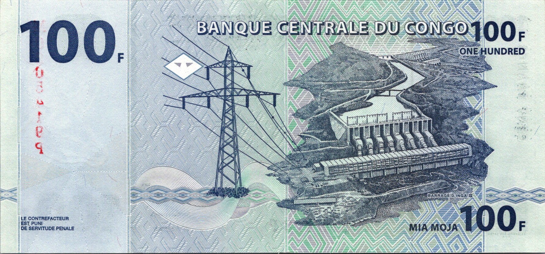 Demokratická rep. Kongo 100 Francs 2000