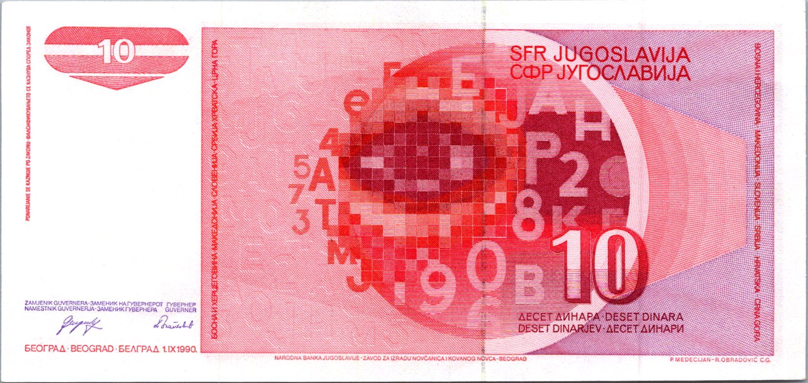 Juhoslávia 10 Dinara 1990
