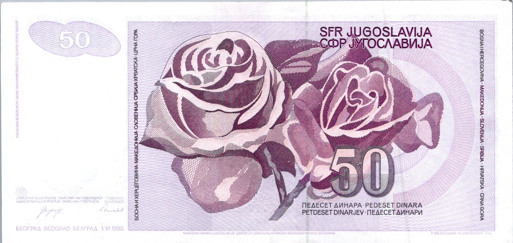 Juhoslávia 50 Dinara 1990