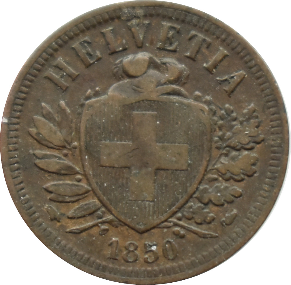 Švajčiarsko 2 Rappen 1850