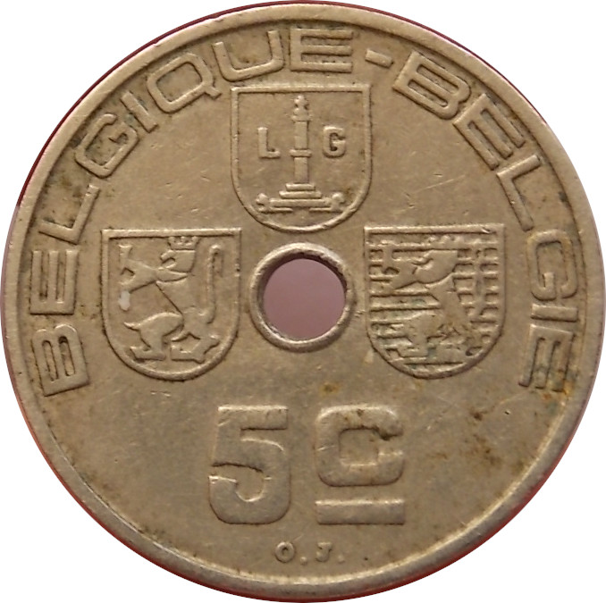 Belgicko 5 Centimes 1938