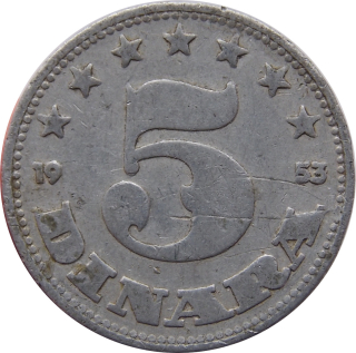 Juhoslávia 5 Dinara 1953