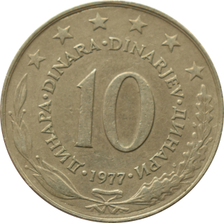 Juhoslávia 10 Dinara 1977