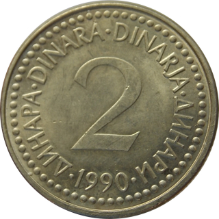 Juhoslávia 2 Dinara 1990