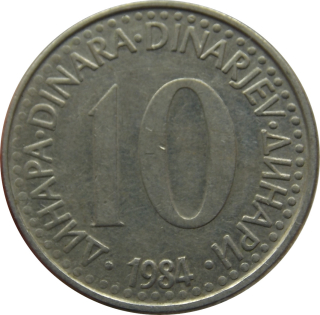 Juhoslávia 10 Dinara 1984
