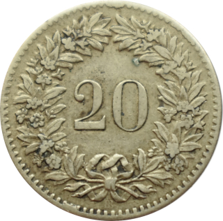 Švajčiarsko 20 Rappen 1850 