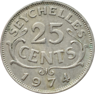 Seychely 25 Cents 1974