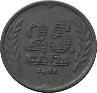 Holandsko 25 Cents 1941