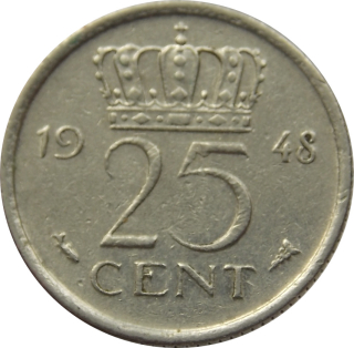 Holandsko 25 Cents 1948