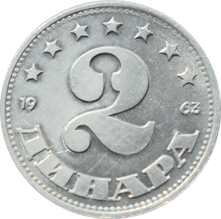 Juhoslávia 2 Dinara 1963