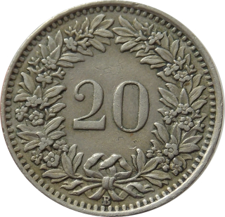 Švajčiarsko 20 Rappen 1943