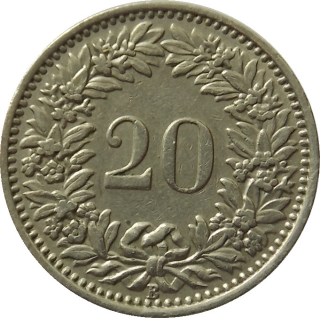 Švajčiarsko 20 Rappen 1947
