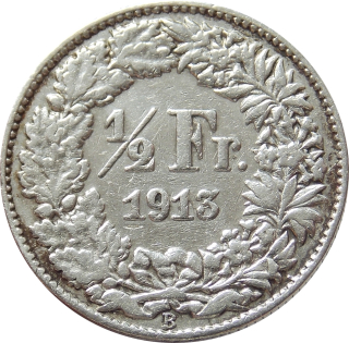 Švajčiarsko 1/2 Frank 1913