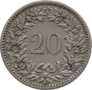 Švajčiarsko 20 Rappen 1893