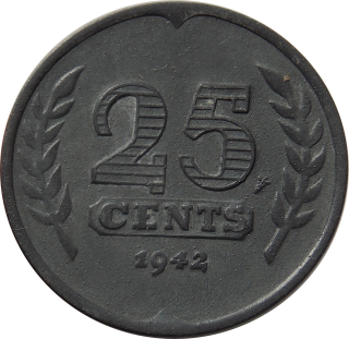 Holandsko 25 Cents 1942